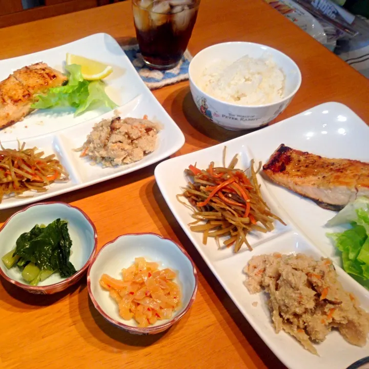 サーモンソテー . きんぴらごぼう . うの花|なるなるさん