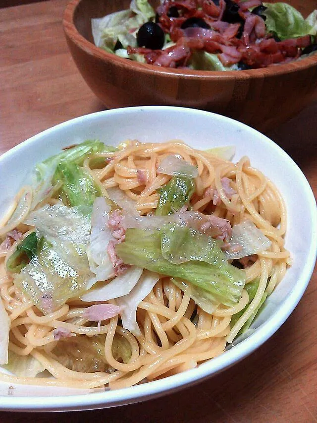 シーチキン缶とレタスで和風パスタ(о´∀`о)|ゆーこ。さん