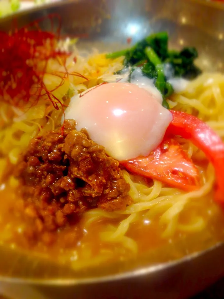 夏野菜と温玉ほうれん草の冷やし担々麺|ゆっかさん