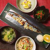 さんまの塩焼き定食な晩ごはん🎵