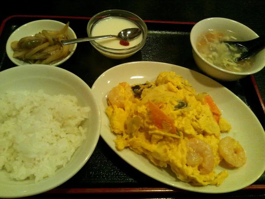 エビと玉子炒め定食|でんこさん