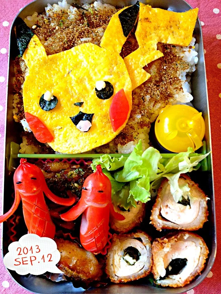 Snapdishの料理写真:お兄ちゃん先生ピカチュウ弁当|mari miyabeさん