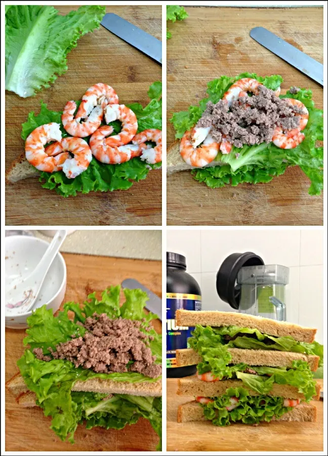 Shrimp beef wholewheat sandwish|Simon Leoさん