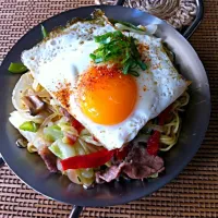 Snapdishの料理写真:寺尾さんちの焼きラーメン〜Sugakiyaで作りました〜´◡`✨