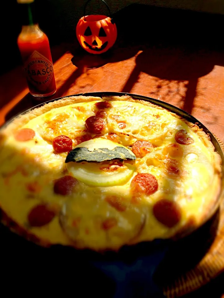 Snapdishの料理写真:Tama's Quiche of pumpkin,lotus root &spring onion🍳tamaさんのｷｯｼｭ(新ﾀﾏﾈｷﾞ,蓮根&南瓜)|🌈Ami🍻さん