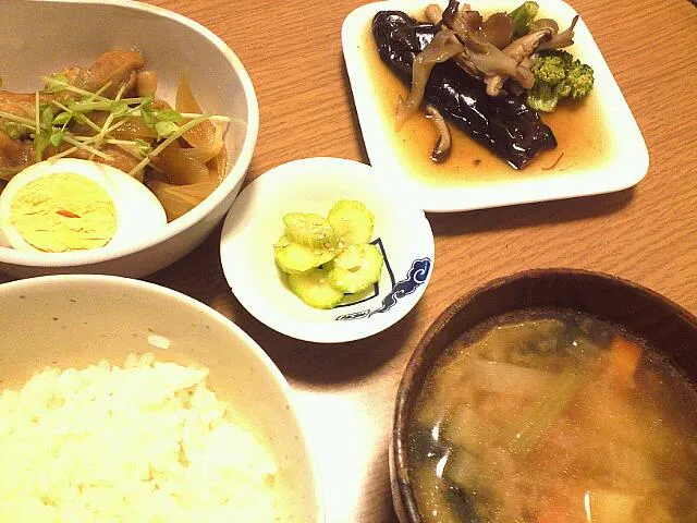 鶏のさっぱり煮 揚げ野菜の茸餡掛け セロリの浅漬け|北さん