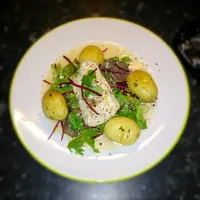 Snapdishの料理写真:Whitefish cooked in lemon, garlic, pepper, butter, Mediterranean  herbs with beetroot salad and new potatoes|Stacey Staterzz Hopperさん