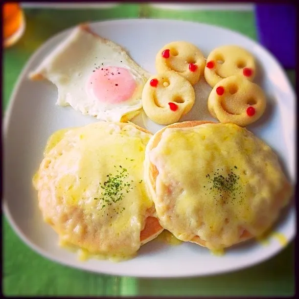 ☆昼食にパンケーキでクロックムッシュ☆|ちっちさん