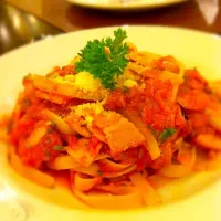 Fettuccini tomato sauce with bacon|Poppy Ratchampeeさん