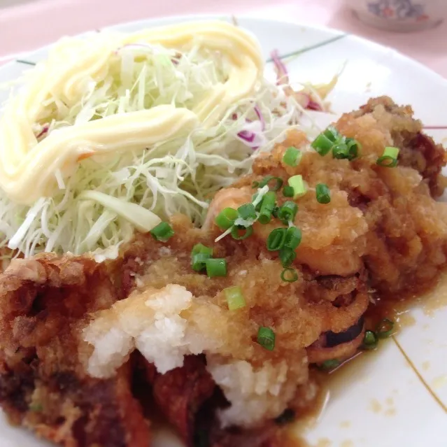 イカ唐揚げ おろしポン酢 at 社員食堂|さるさん