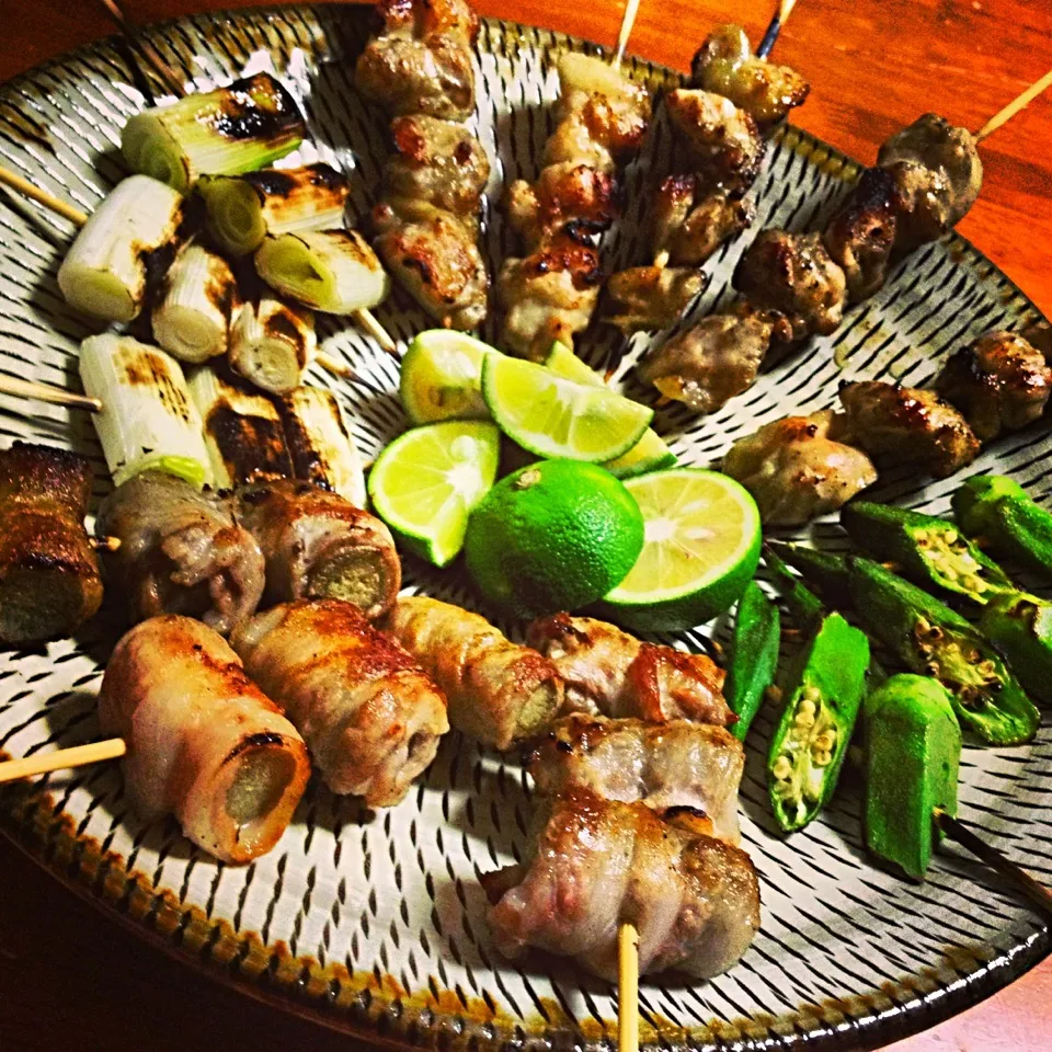 串焼き Kushiyaki - chicken, meat roll-ups-burdock and vegetables|まる(丸大豆)さん