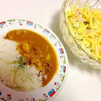 Snapdishの料理写真:カレー  サラダ|嶋田 美希さん