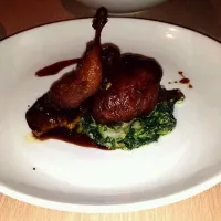 quail in spinach sauce with foie gar|Joanne Ponさん