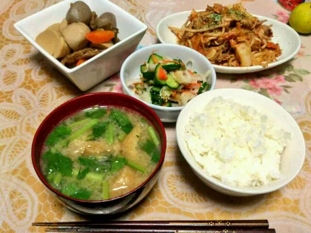 Snapdishの料理写真:一汁三菜！晩御飯|なおさん