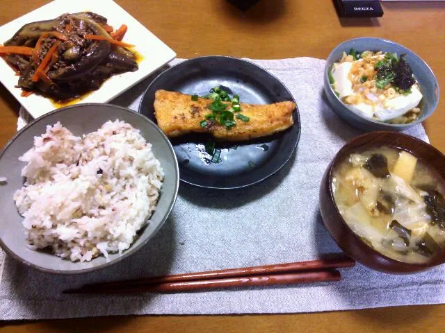 サーモンのﾑﾆｴﾙ、麻婆茄子定食|宗吉純子さん