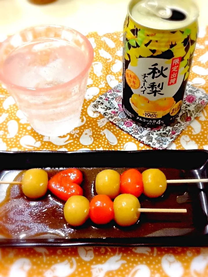 お豆腐みたらし団子＆秋梨酎ハイ|さとう かおりさん