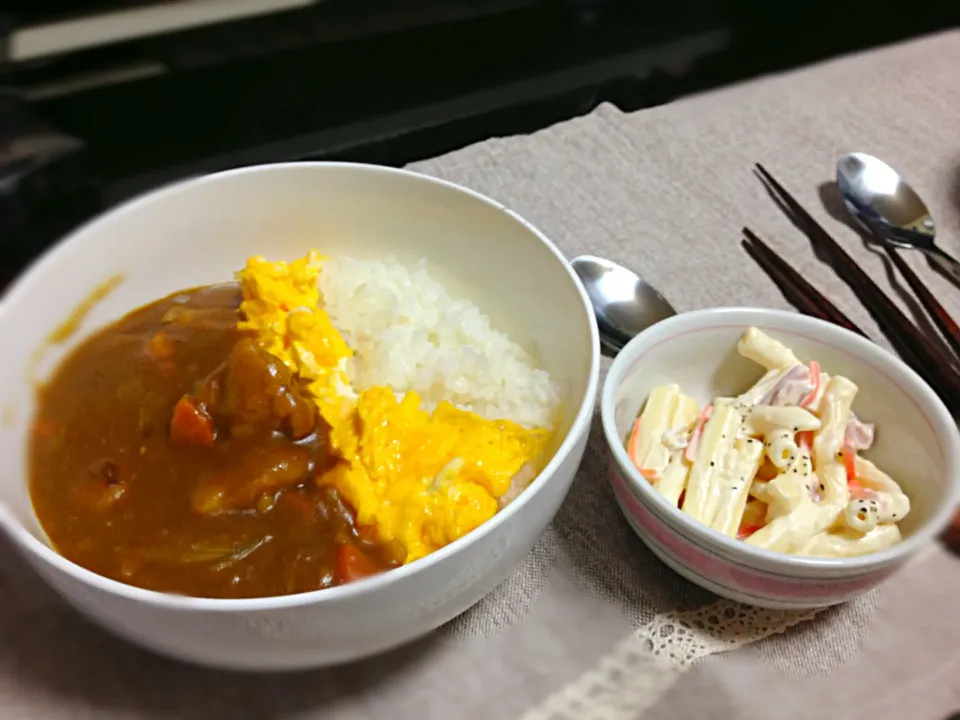 オムカレーとマカロニサラダ|naoさん