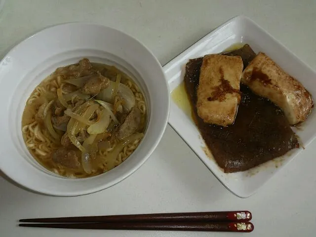 海賊ラーメンと豆腐 蒟蒻ステーキ(笑)|ゆかゆかさん