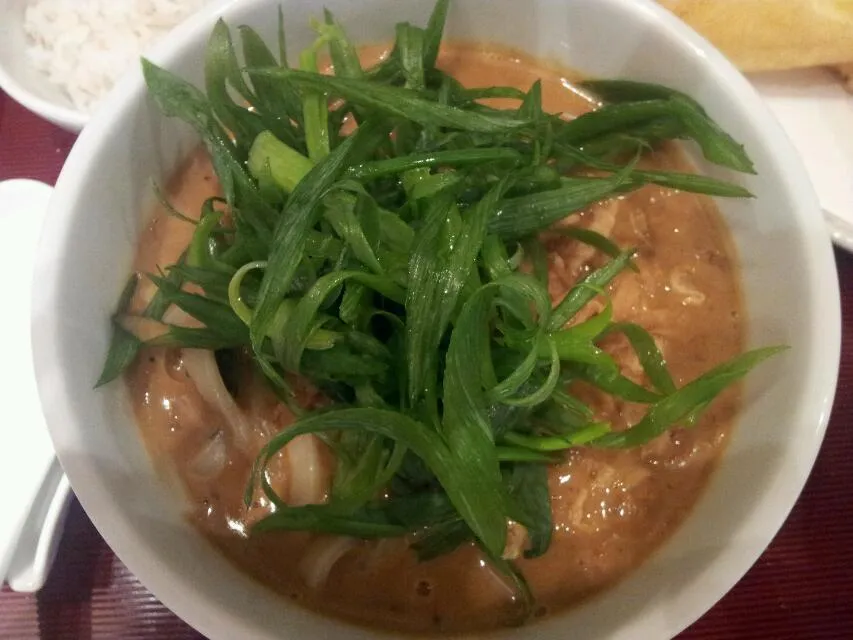 Snapdishの料理写真:【兵庫・西宮】古奈屋「九条葱と刻み揚げのカレーうどん」|うえおさん