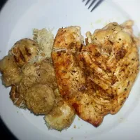 Blackened Chicken withi cheesy mushroom for side dish for dinner|Nona Santiagoさん