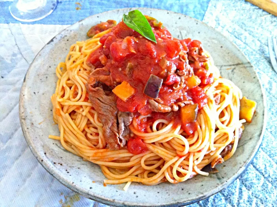 牛肉とナスのトマトソースパスタ|taniさん