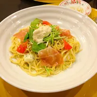 生湯葉とモッツァレラチーズと生ハムのチーズクリームパスタ|齊藤良史さん