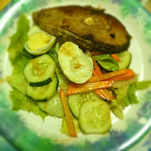 Pan fried fish with green salad for dinner!|Martha Monjeさん