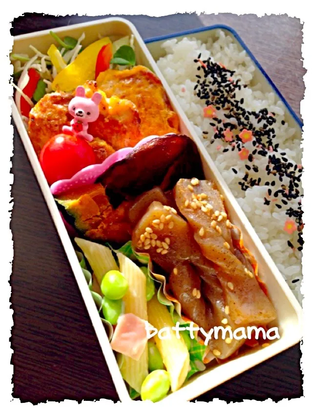 チキンのピカタ弁当〜☆battymamaの女子かわぃぃお弁当〜☆9/17(火)☆|ばってぃーまま＠♪さん