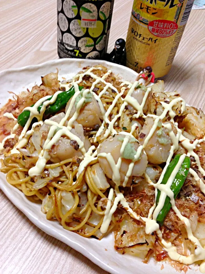 貝柱の和風焼きそばNOW|伍龍やすさん