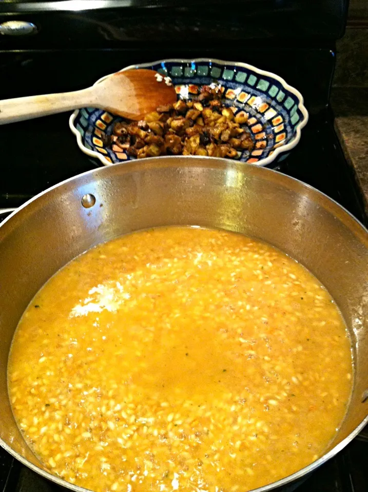 Risotto with roasted eggplant and mushrooms|kathy mcdowellさん