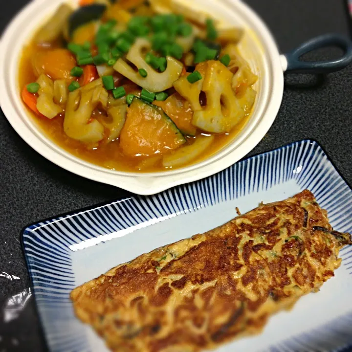 納豆オムレツ&野菜のあんかけ煮|うめこさん