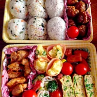 Snapdishの料理写真:釣りに行くからお弁当♪(´ε｀ )|ゆっきーさん