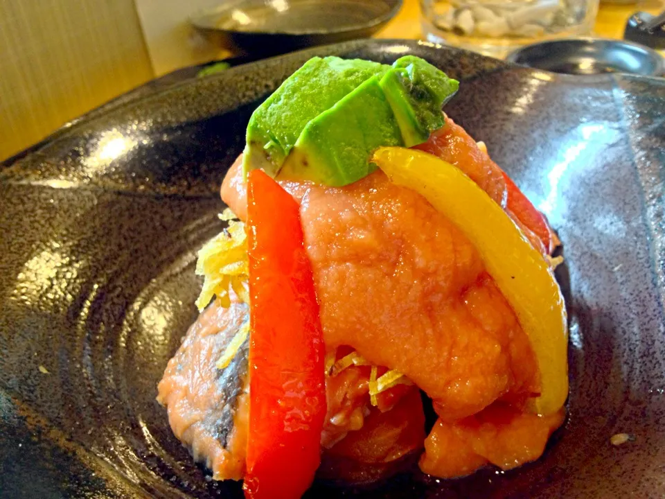 fried salmon with malted rice and tomato juice|do dyuさん