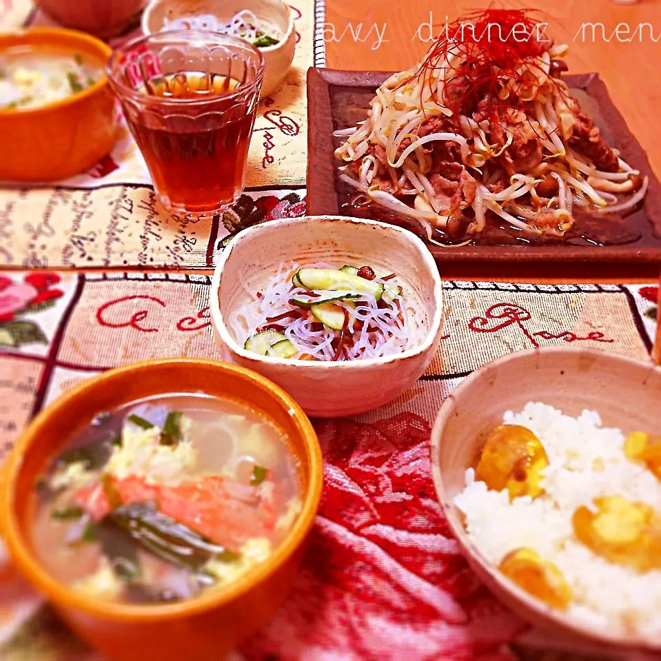 甘露煮で栗ごはん晩御飯(ﾉﾟ∀ﾟ)ﾉ|avyさん