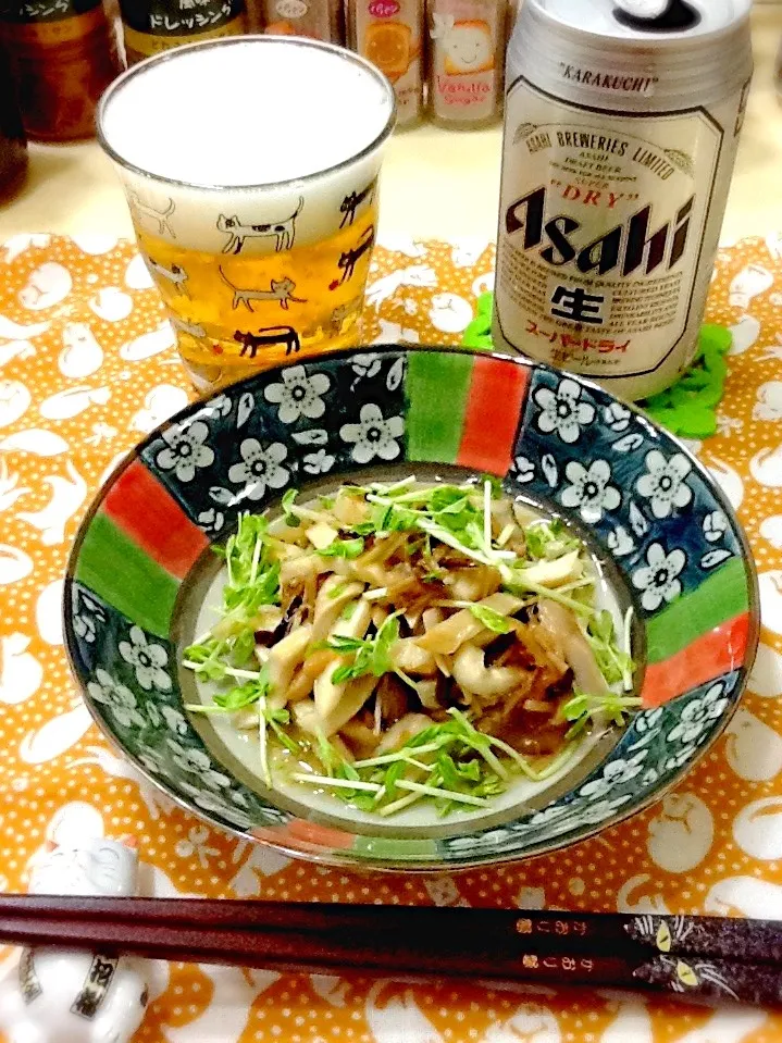 エリンギとキノコの和え物＆スーパードライ🍻|さとう かおりさん