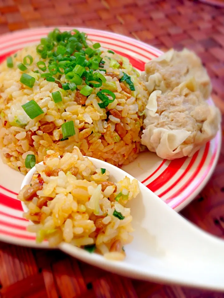 Natto lettuce fried rice😋納豆ﾚﾀｽﾁｬｰﾊﾝ|🌈Ami🍻さん