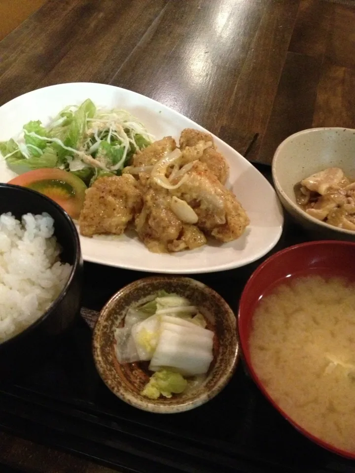 とり肉のマスタード炒め定食|マツさん