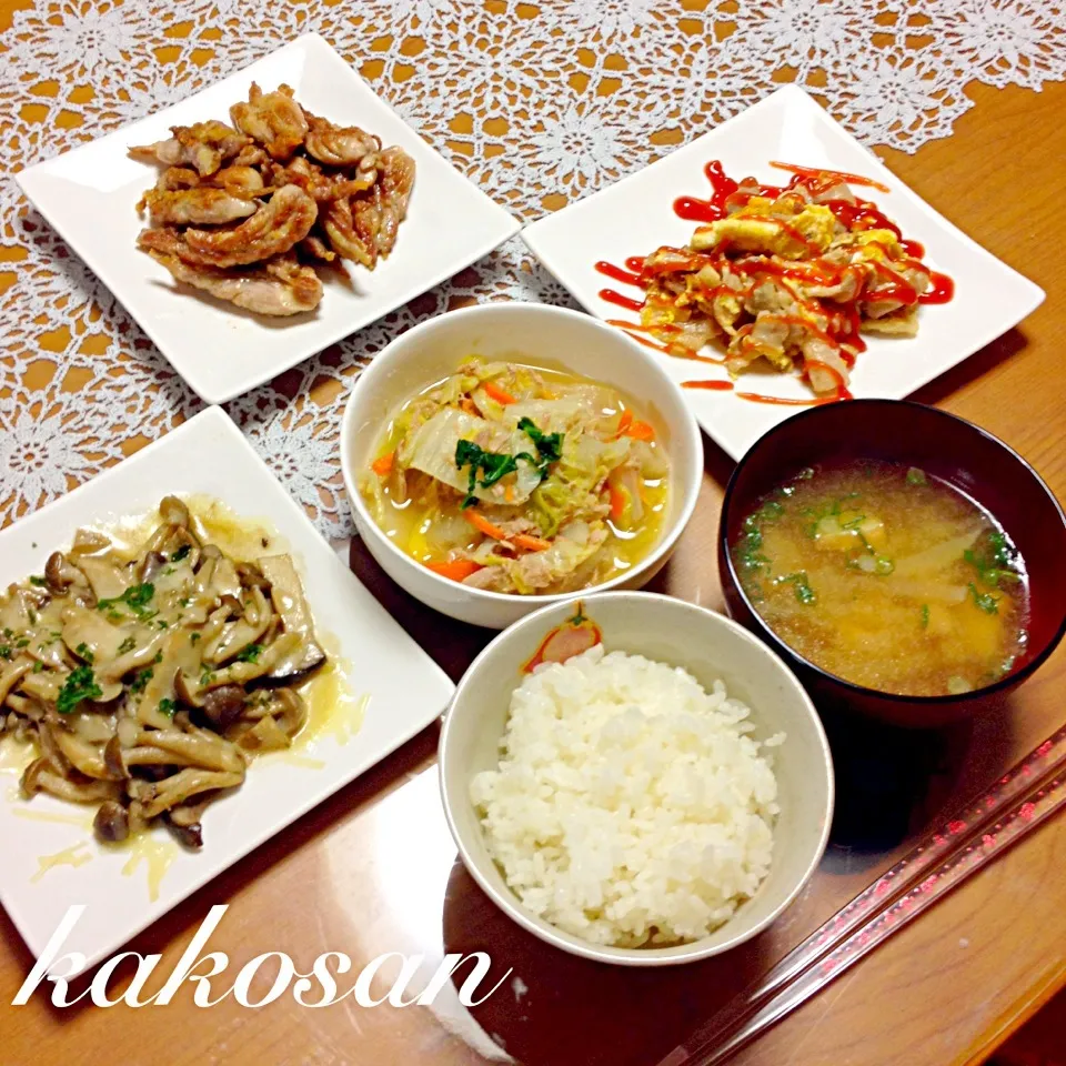 Snapdishの料理写真:冷蔵庫にあるもので夜ご飯(^^)|pinkmamaさん