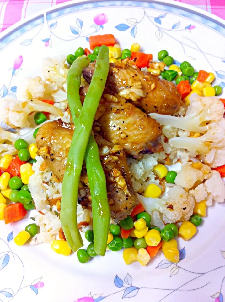 Honey balsamic chicken with mashed cauliflowers n mixed veg|shirlynさん