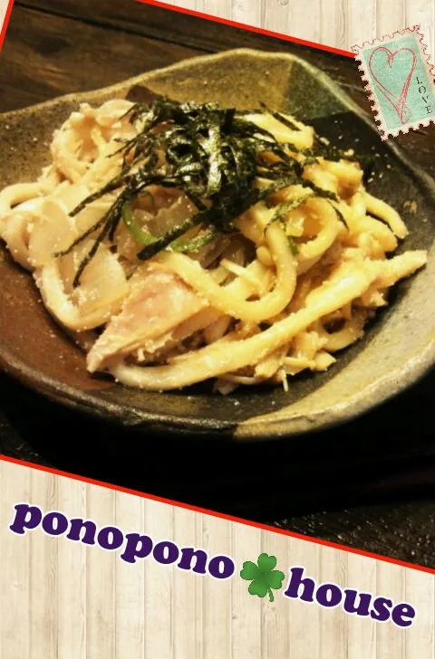 Snapdishの料理写真:たらこと野菜のバター醤油焼きうどん|PonoPonoさん