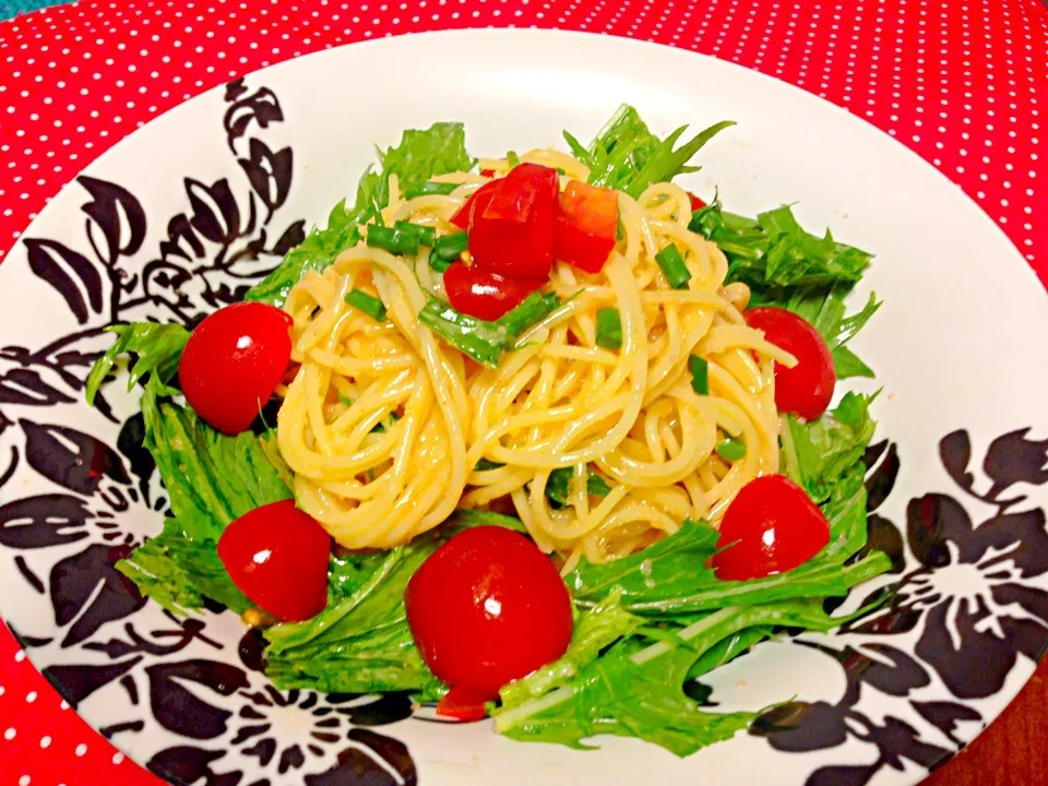 タラコと水菜のパスタ🍝で今日のモーニング♫|チョス ♪さん