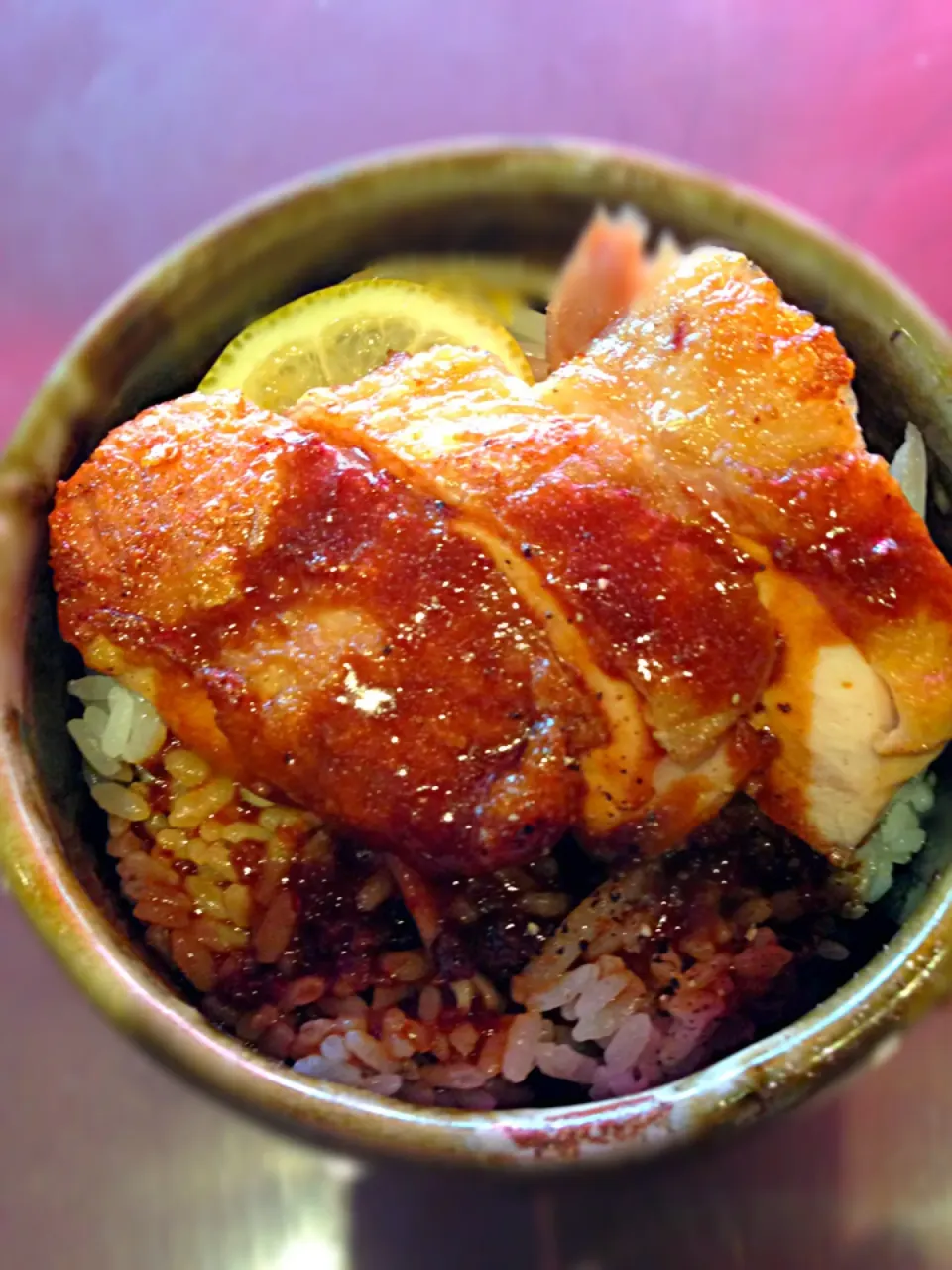 今日の小丼（≧∇≦）チキンソテー丼💓|ダンナさん