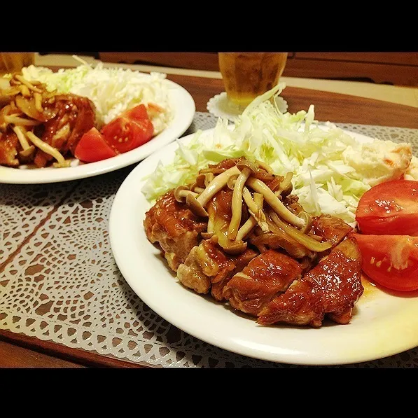 照り焼きチキン秋のキノコソース|happylifeさん