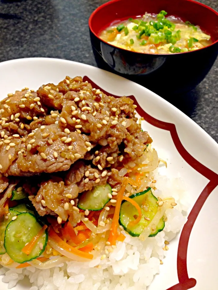 焼き肉ナムルDO〜N・野菜と春雨のスープ|がぁがさん