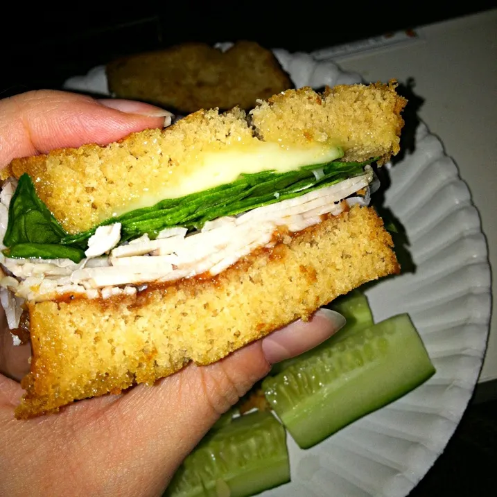 Roasted turkey, Brie, spinach/arugula and apple butter on beer bread|Martha P.さん