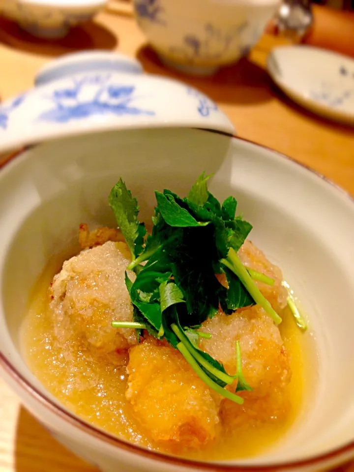 蓋物、里芋と生麩の揚げ出し|ユキさん