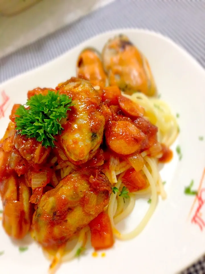 Spaghetti with mussel 🍝|🍴melody🍛🎶さん