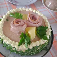 Snapdishの料理写真:A cake made of ham, cheese and other ingredients...|Kasparsさん