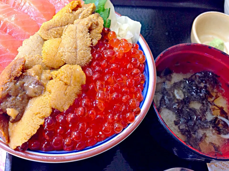 Snapdishの料理写真:salmon roe&sea urchin bowl✨鮭親子と雲丹どぉん|🌈Ami🍻さん