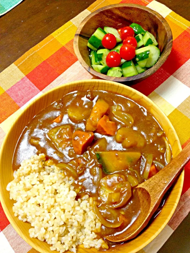 かぼちゃとさつまいものカレー☆玄米ご飯☆|omitsuさん